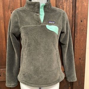 Patagonia fleece pullover polartec Women's size XXS gray and teal